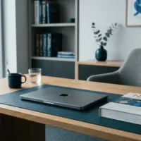 A clean, professional minimalist desk setup representing focus and high-level executive function in adult ADHD treatment.